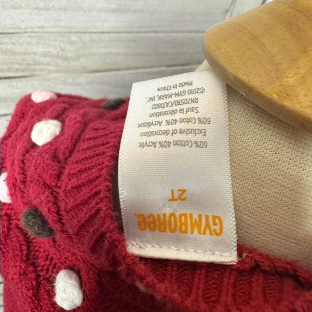 Gymboree Girls Cable Knit Cardigan Sweater Burgundy Maroon Pom Pom Size 2T